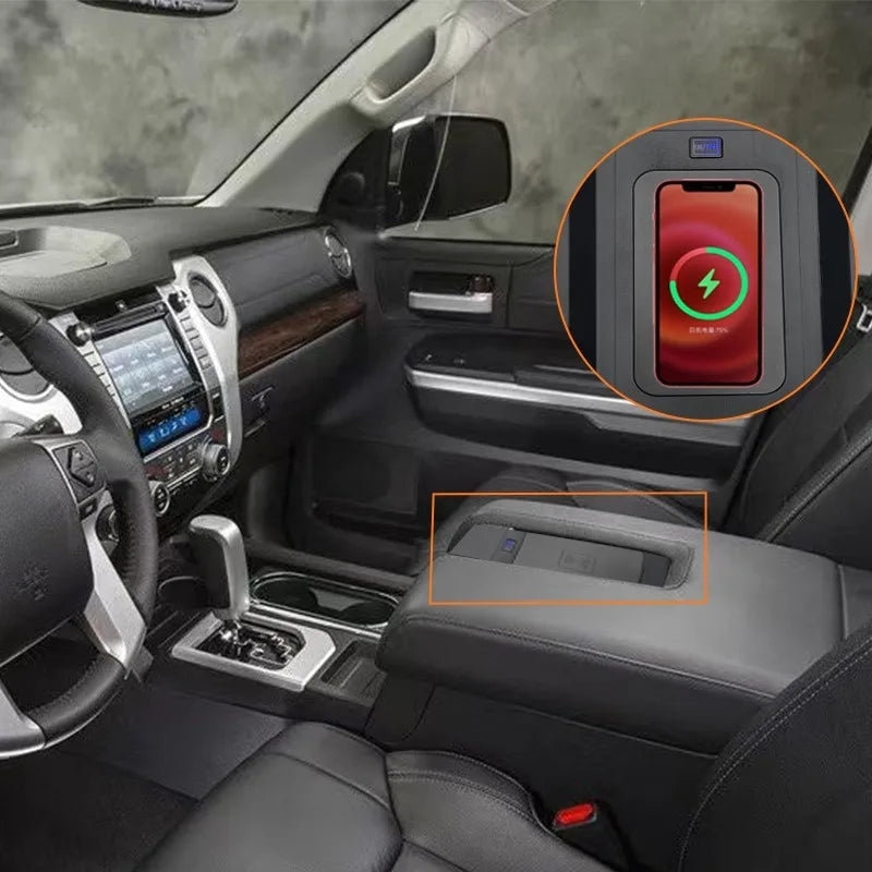 For Toyota Tundra 2014-2021 2nd Generation Car Center Console Fast Charger Modified Wireless Onboard Car Charging Pad Accessory — view 5