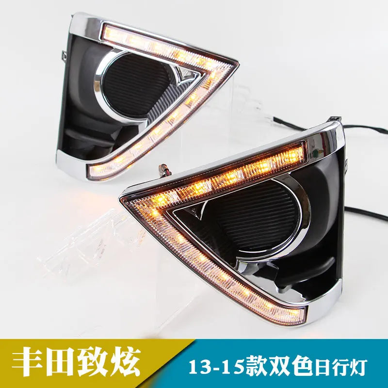 For Toyota Yaris L 2013 2014 2015 Car Led Daytime Running Lights Front Fog Lights Modified DRL Yellow Turn Signal 12V Daylights — view 4