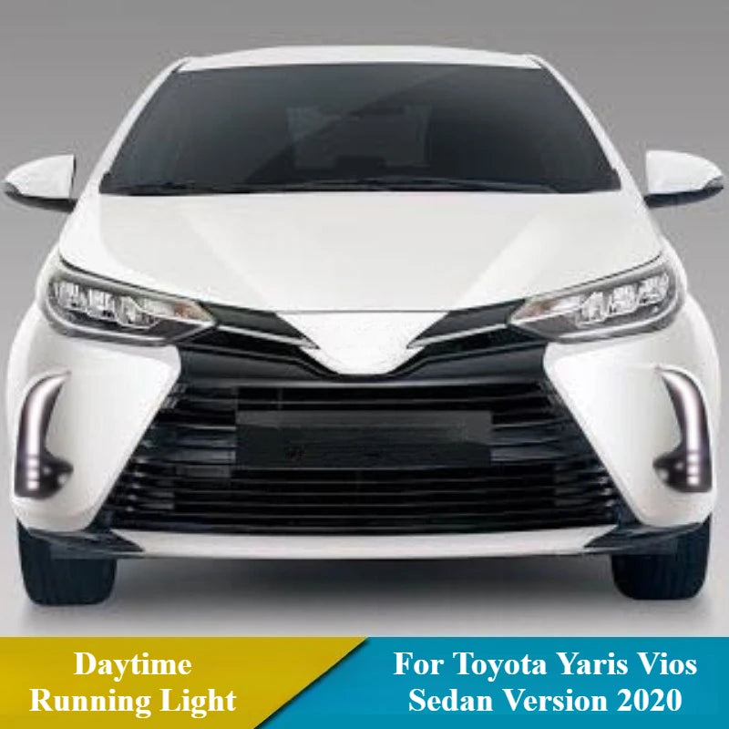For Toyota Yaris Vios Sedan Version 2020 2021 2022 2Pcs LED Daytime Running Light DRL Turn Signal Front Fog Lamp 12V Daylights — view 2