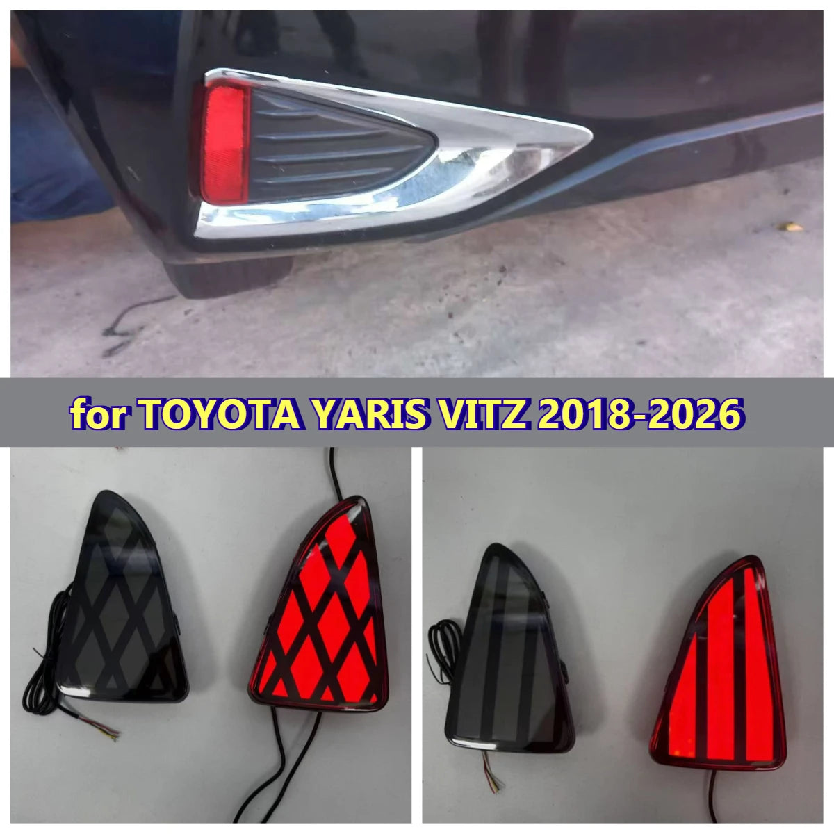 for TOYOTA YARIS VITZ 2018-2026 Car Rear Bumper Lights Assembly Reflector DRL Driving Brake Light Fog Lamp Modification Daylight — view 1
