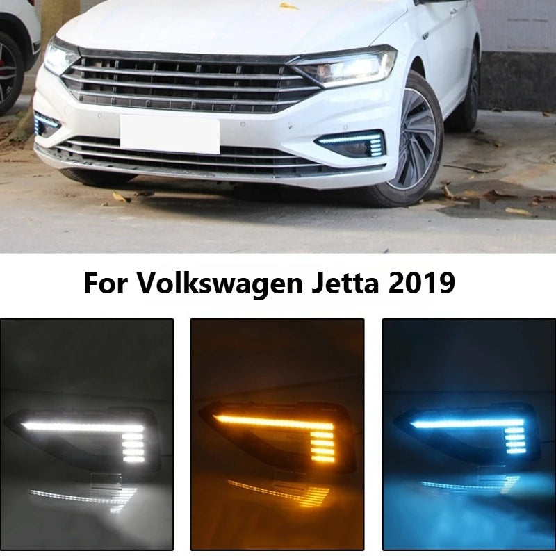 For Volkswagen Jetta 2019 Car Led Daytime Running Lights Streamer Steering Front Fog Light Modified DRL 12V Daylights Night Blue — view 1