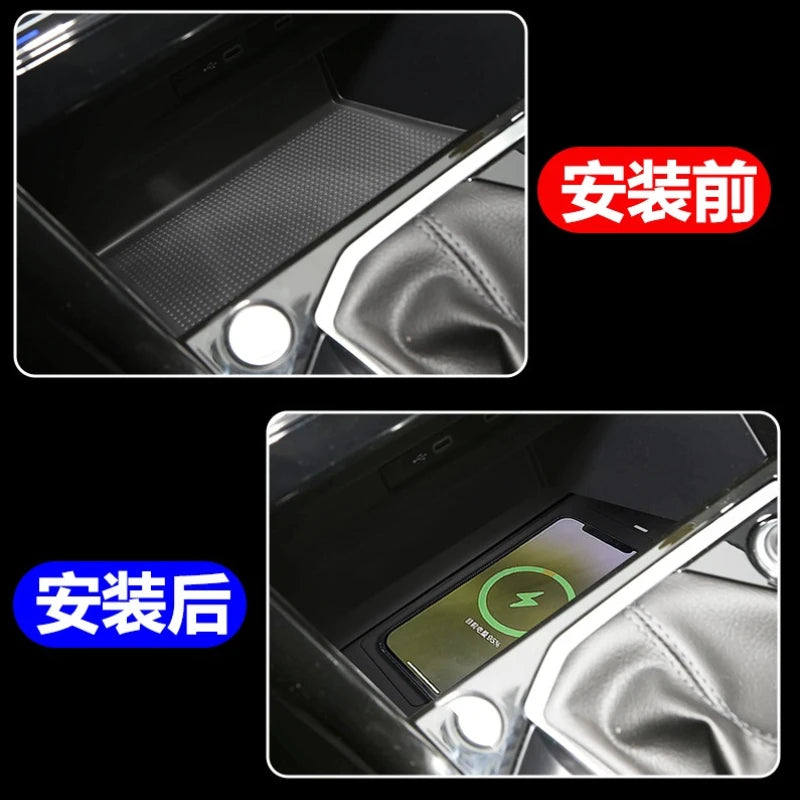 For Volkswagen Tanyue Tayron 2018-2025 Car Mobile Phone Q-I / Magnetic Wireless Charger Car Intelligent System Fast Charging Pad — view 4