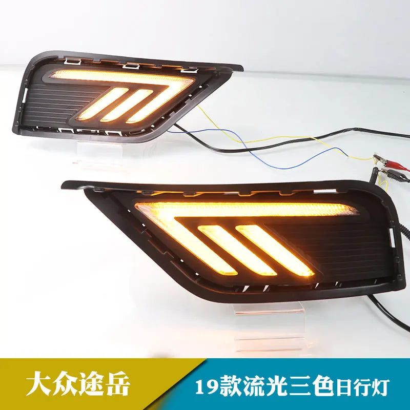 For Volkswagen Tharu 2018 2019 Car Led Daytime Running Lights Modified Streamer Steering Front Fog Light DRL Dynamic Turn Signal — view 6