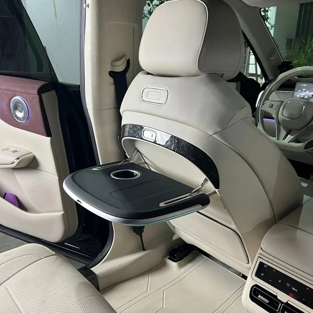 For VOYAH COURAGE Car Seat Back Electric Small Table Panel with Led Ambient Light Wireless Charger Foldable Laptop Table Plate — view 4