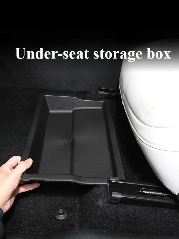 For XPeng G6 2023 2024 Car Under Seat Storage Box Front Row Seat Lower Organizer Hidden Drawer Trash Bin Car Interior Accessory — view 2