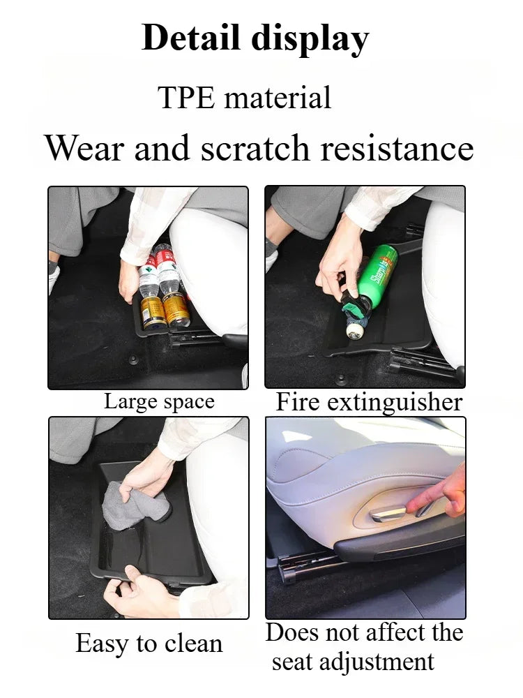 For XPeng G6 2023 2024 Car Under Seat Storage Box Front Row Seat Lower Organizer Hidden Drawer Trash Bin Car Interior Accessory — view 3