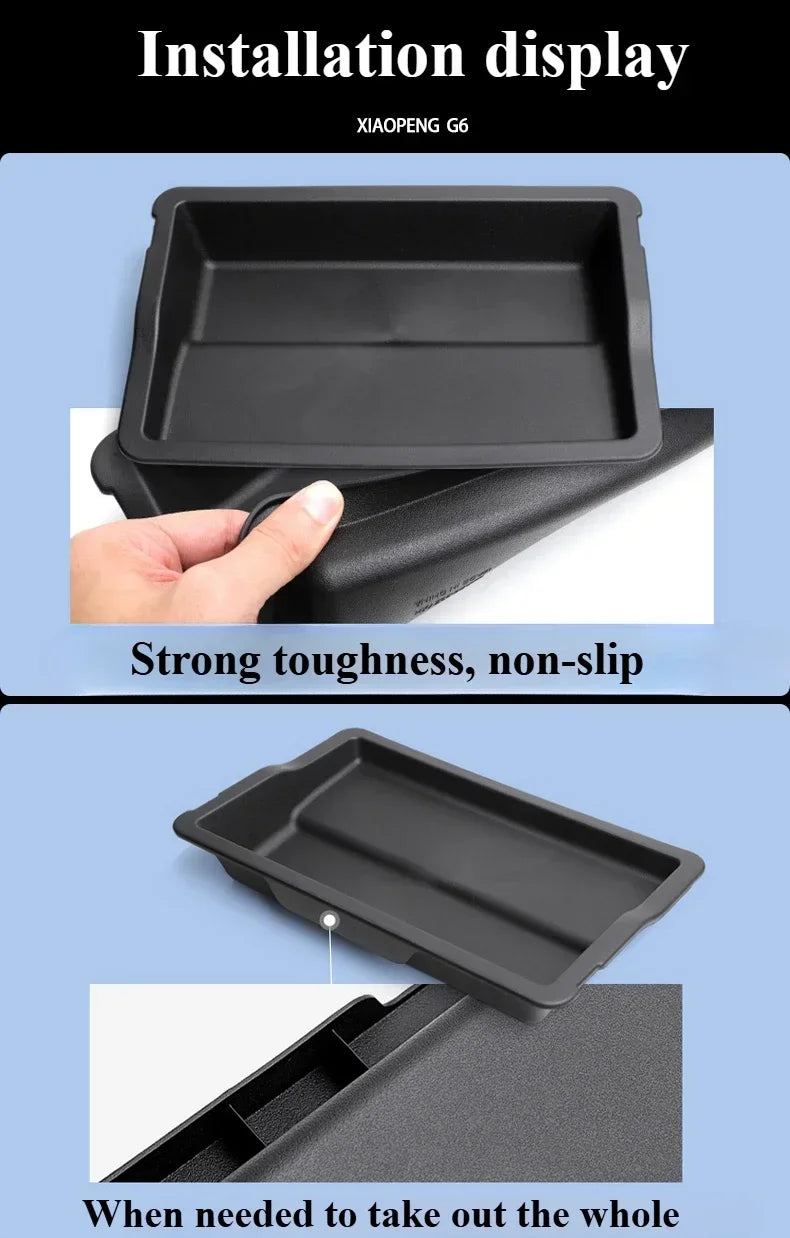 For XPeng G6 2023 2024 Car Under Seat Storage Box Front Row Seat Lower Organizer Hidden Drawer Trash Bin Car Interior Accessory — view 5
