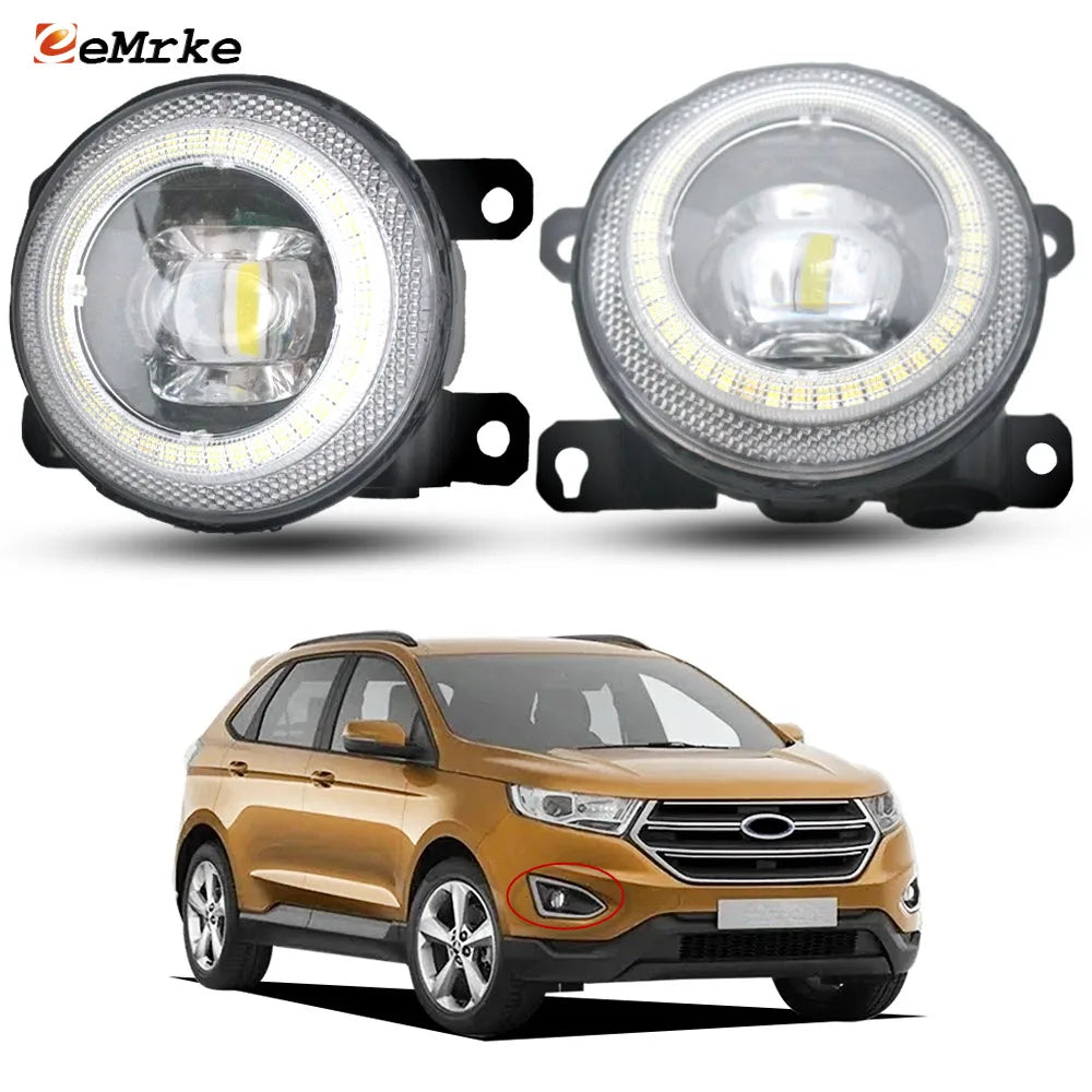 Front Bumper for Ford Edge 2 / II 2015 2016 2017 2018 Led Fog Lights Lens Angel Eye DRL Can Choose Fog Lamp Shade Frame Cover — view 1