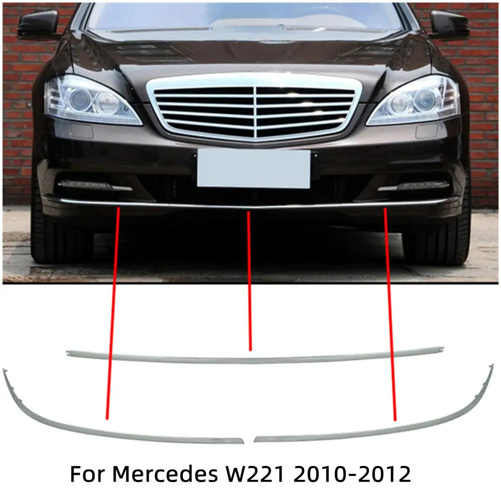 Front Bumper Lower Chrome Molding Trim 2218850021 2218850121 2218850221 For Mercedes S Class W221 S300 S350 S400 S500 S600 — view 1