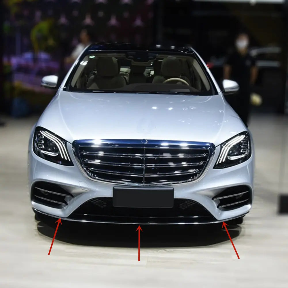 Front Lower Bumper Chrome Molding Trim OE# A2228857600 A2228857700 2228857800 For Mercedes S Class W222 S450L S500L 4MATIC 18-20 — view 5