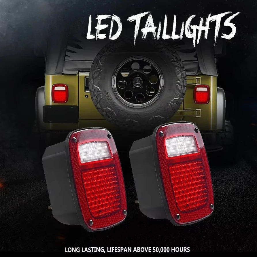 High Performance Led Tail Lights Rear Lamp Turn Signal Brake Indicator for Jeep Wrangler CJ YJ TJ Trailer Rubicon, Waterproof — view 1