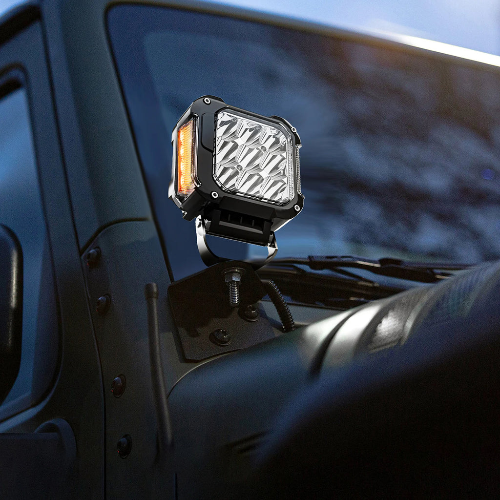 Led 4x4 UTV Roof Mount Off Road UTV Linkable Modular Kit 35W 3000Lumen Led Work Light With DRL Amber Side Lighting for Dodge Ram — view 4