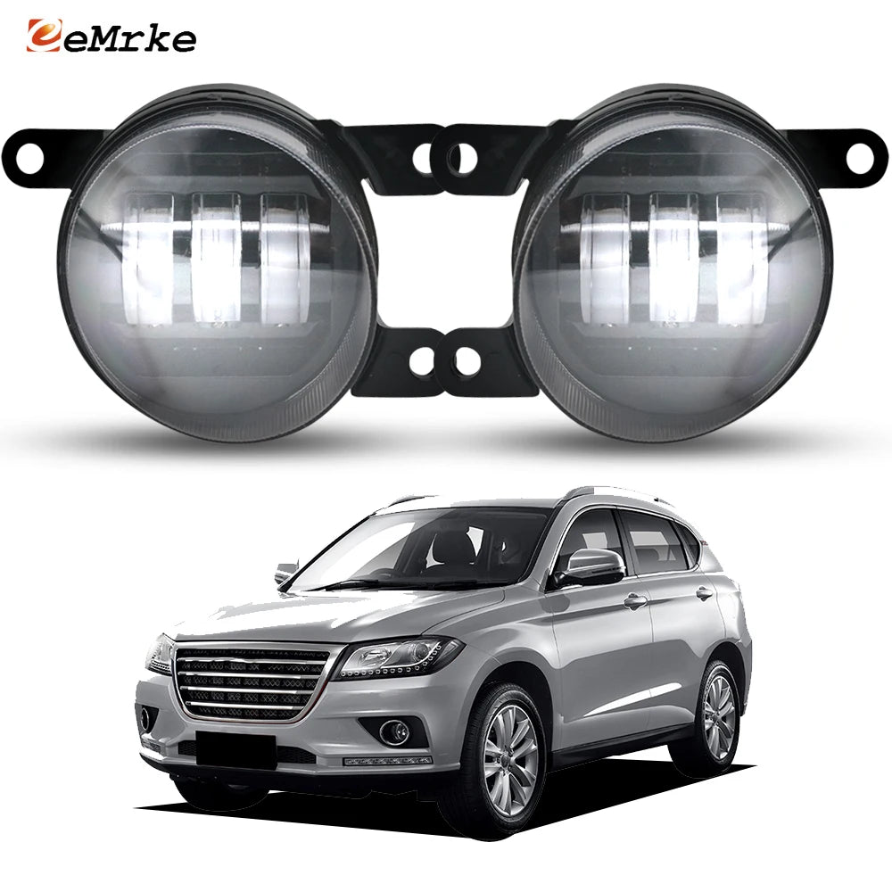 LED Angel Eye Daytime Running Lights Led Fog Lamp Assembly for Great Wall Haval H2 2014-2019 Driving Light Lens White + Yellow — view 1