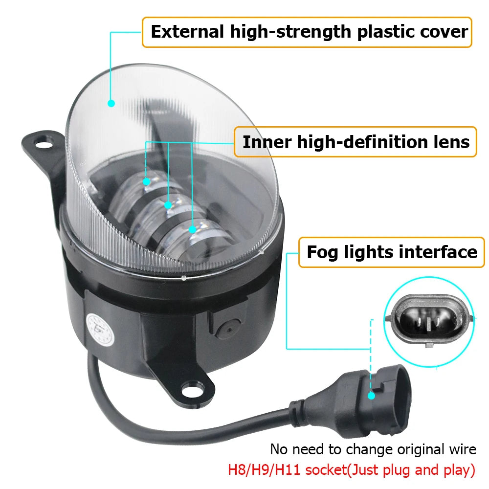 LED Angel Eye Daytime Running Lights Led Fog Lamp Assembly for Great Wall Haval H2 2014-2019 Driving Light Lens White + Yellow — view 3