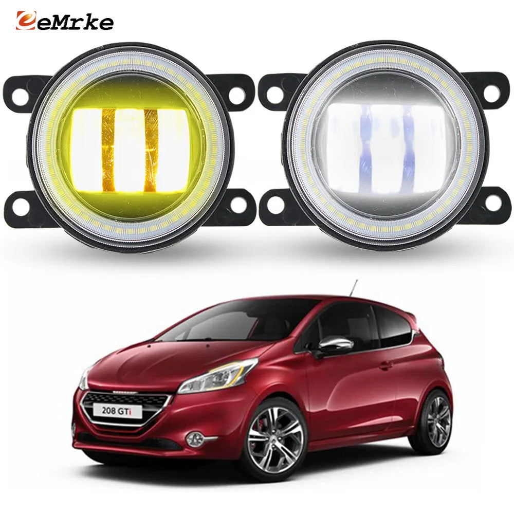Led Angel Eyes DRL Fog Lights Assembly Lens 40W for Peugeot 208 CA_ CC_A9 2012 2013 2014 2015 2016 2017 2018 Front Fog Lamp — view 1