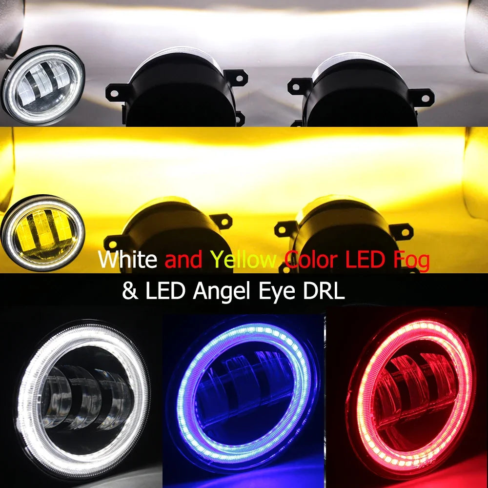 Led Angel Eyes White Red Blue DRL for Mitsubishi Delica D5 D:5 2007-2013 2014 2015 2016 2017 2018 Fog Lights White + Yellow — view 6