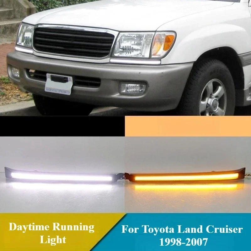 LED Daytime Running Light Dynamic Turn Signal Headlight Decor DRL For Toyota Land Cruiser 4500 4700 LC100 FZJ100 UZJ100 98-07 — view 3