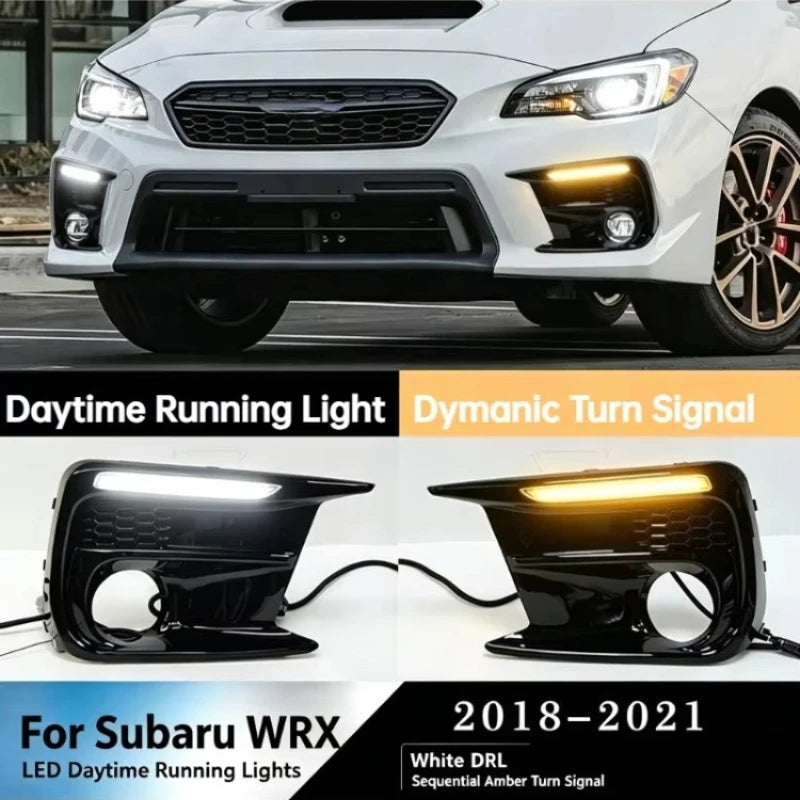 Led DRL For Subaru WRX 2018-2021 Car Daytime Running Light Dynamic Turn Signal Front Fog Light Modification Daylight Accessories — view 1