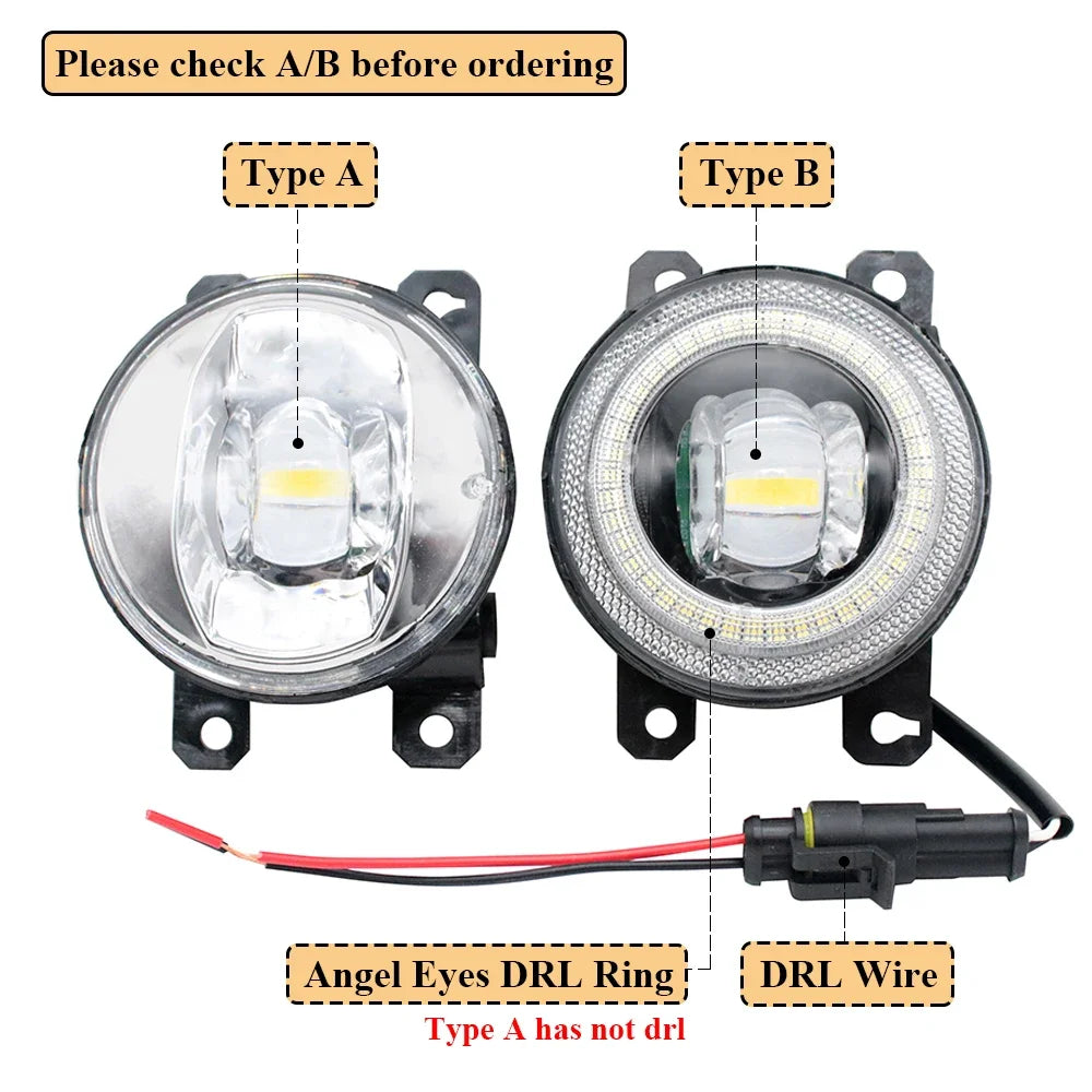 LED Fog Driving Lights Head Lamp For Nissan Elgrand Highway Star E51 2004-2010 Elgrand HWS E52 2015-2022 Angel Eye DRL Daylight — view 2