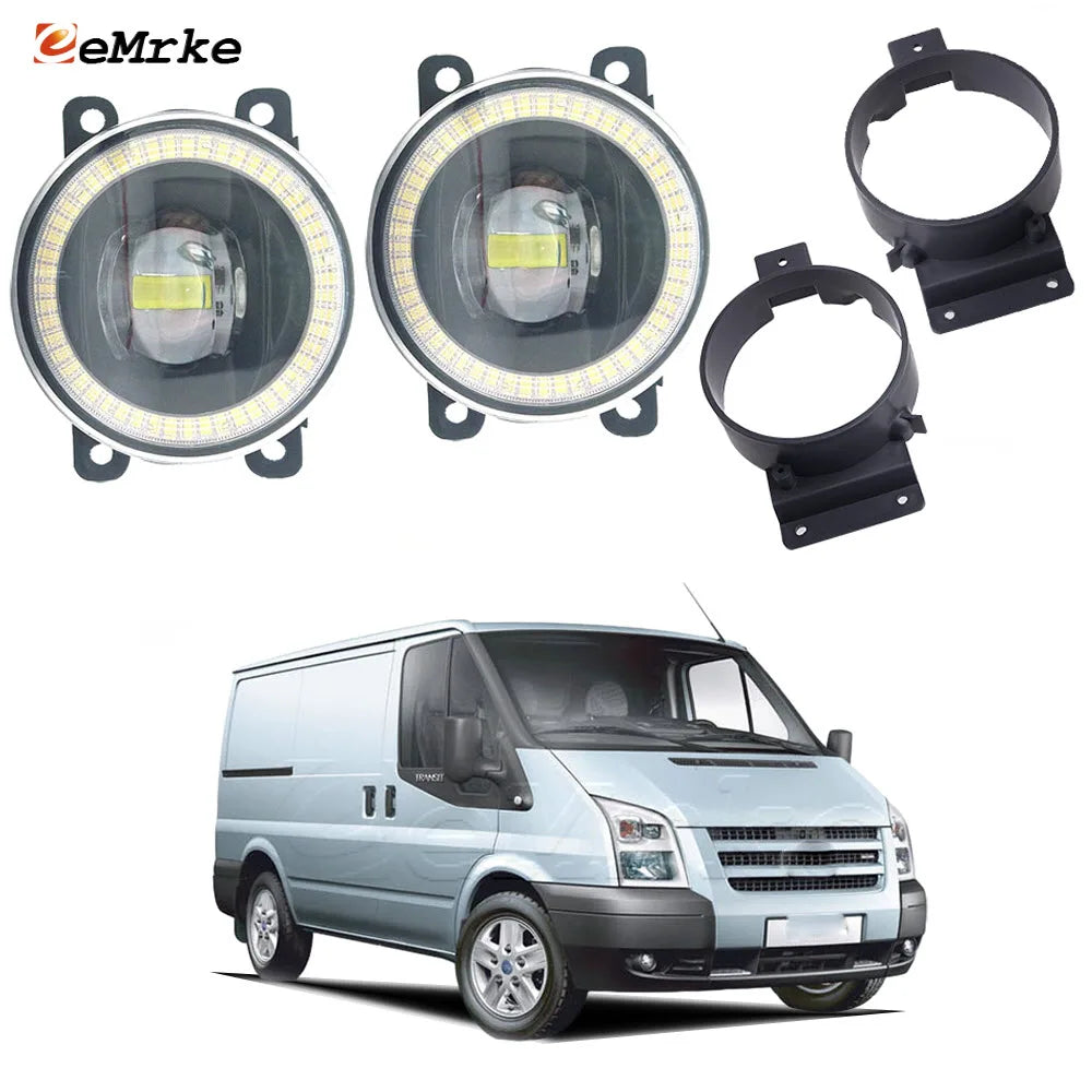 Led Fog Lamp Assembly with Lens Bracket for Ford Transit Mk3 V347/V348 Facelift 2006-2014 Angel Eye DRL Daytime Running Lights — view 1