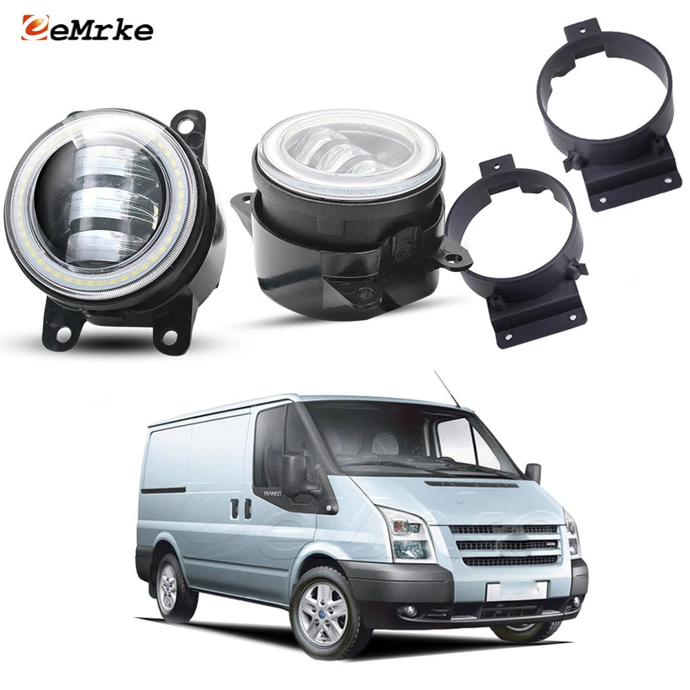 Led Fog Lamp White / Yellow 40W For Ford Transit MK3 V347/V348 Facelift 2006-2014 Front Bumper DRL with Car Angel Eyes Day Light — view 1