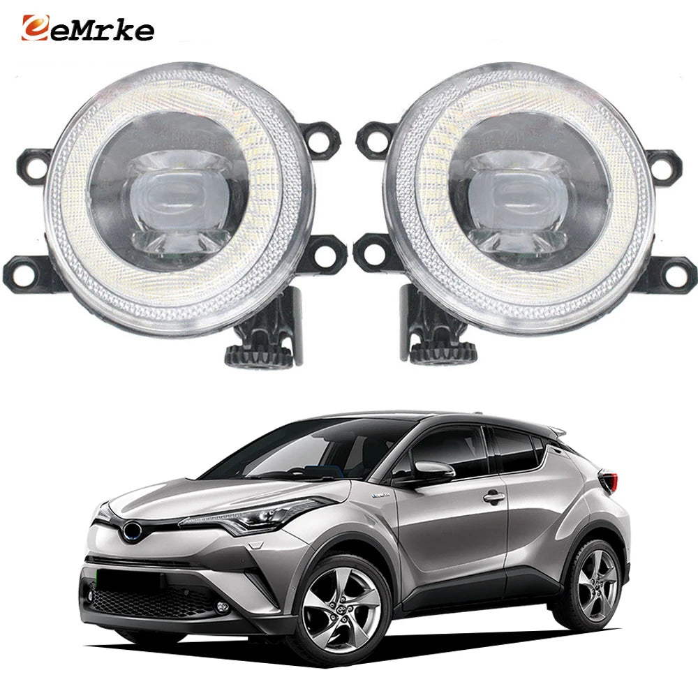 LED Fog Light Assembly 30W Angel Eye for Toyota C-HR 2016 2017 2018 2019 Daytime Running Lights DRL Cut-Line Lens 2-Pieces PTF — view 1
