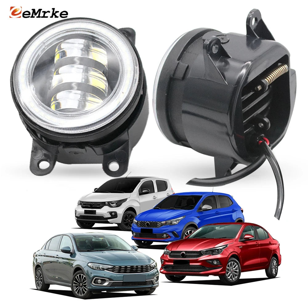 Led Fog Light Clear Lens for Fiat Tipo Egea (Exclude Tipo Sedan 15-20 ) Argo Cronos Mobi Front PTF Angel Eye DRL Ring Day Light — view 1