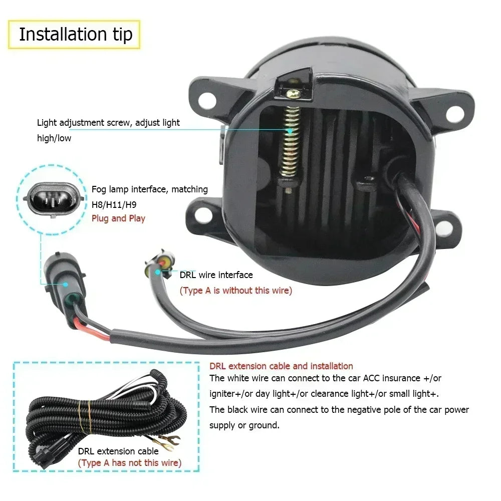 Led Fog Light Clear Lens for Fiat Tipo Egea (Exclude Tipo Sedan 15-20 ) Argo Cronos Mobi Front PTF Angel Eye DRL Ring Day Light — view 4