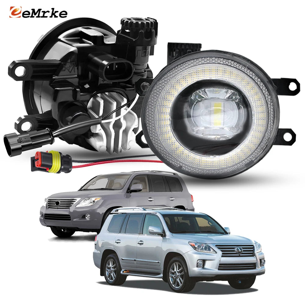 Led Fog Light for Lexus LX570 J200 2008-2015 Angel Eye DRL PTF W/ Lens Front Bumper Daytime Running Lamp Fog Driving Lights — view 1