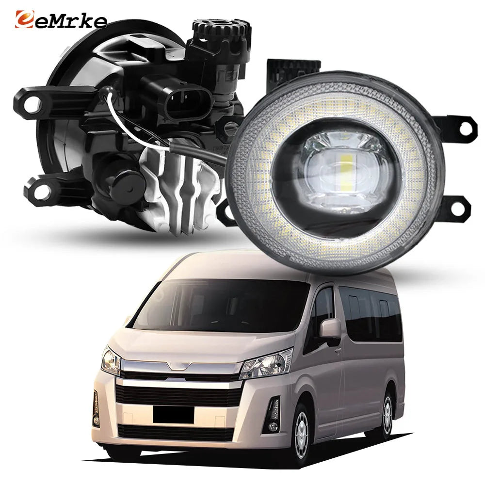 Led Fog Light for Toyota Commuter HiAce Quantum H300 300 2019 2020 2021 22 LED DRL Ring Halo Daytime Running Lamp PTF with Lens — view 1