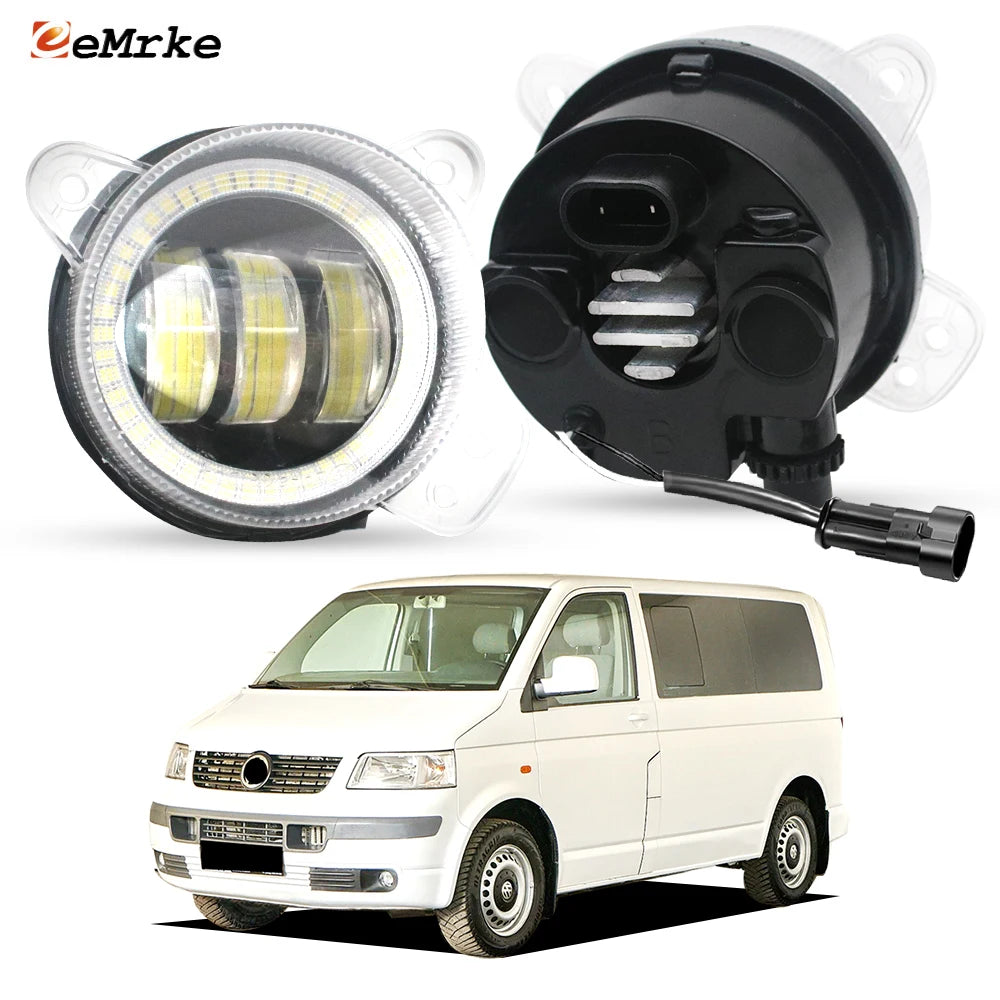 Led Fog Light for Volkswagen T5 Transporter Multivan Caravelle 2003-2010 Angel Eye DRL Ring Daytime Running Lights Car Head Lamp — view 1