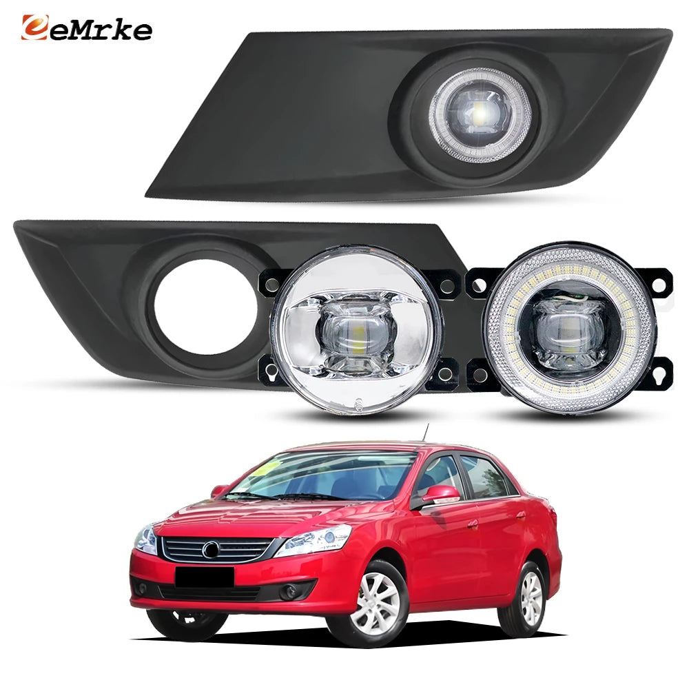 LED Fog Lights Angel Eyes DRL For Dongfeng S30 DFM 2014 2015 2016 2017 2018 Daytime Running Light OR Fog Lamp Cover Frame Grille — view 1