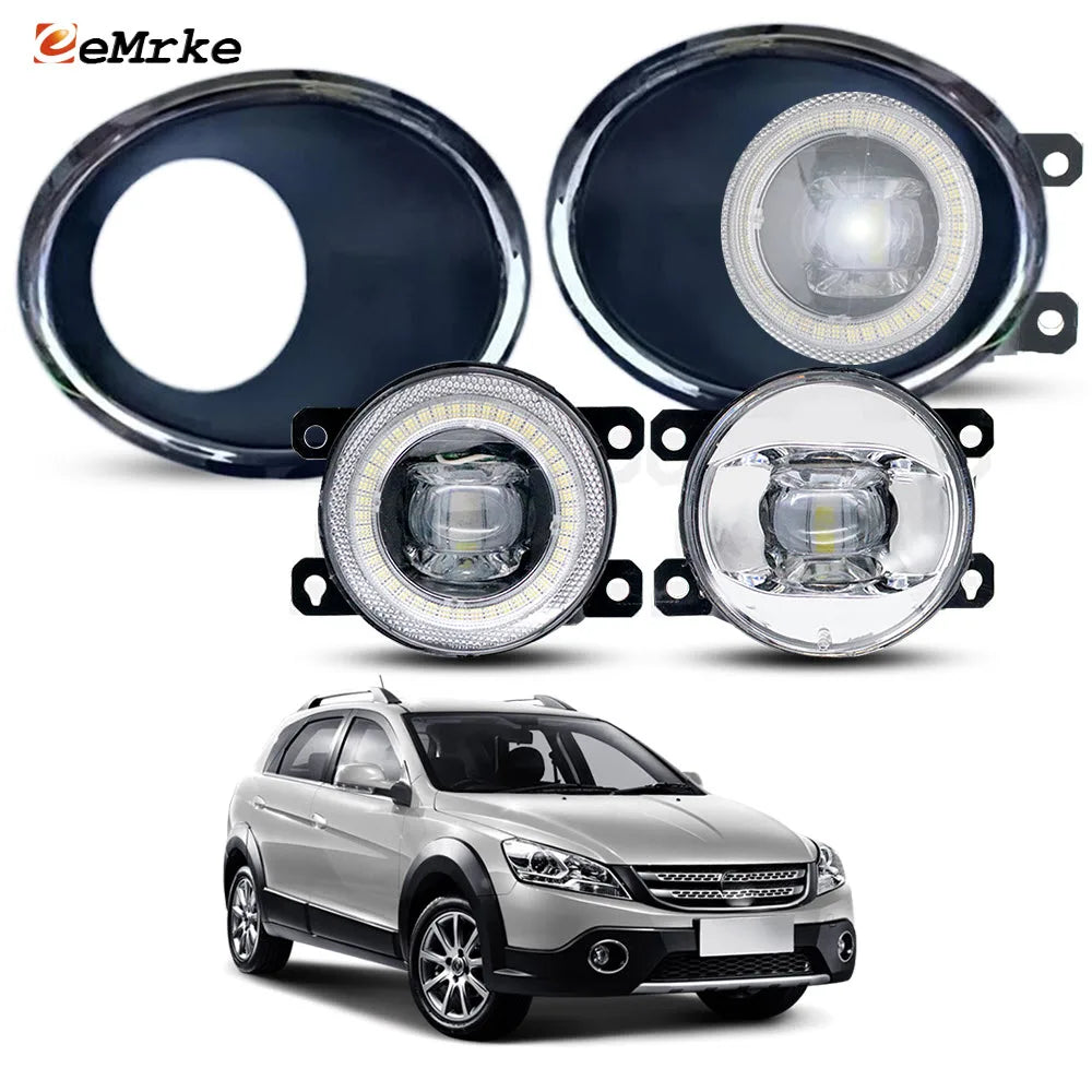 LED Fog Lights Angel Eyes DRL For Dongfeng H30 Cross 2012-2018 Daytime Running Light OR Fog Lamp Cover Frame Grille Bumper — view 1
