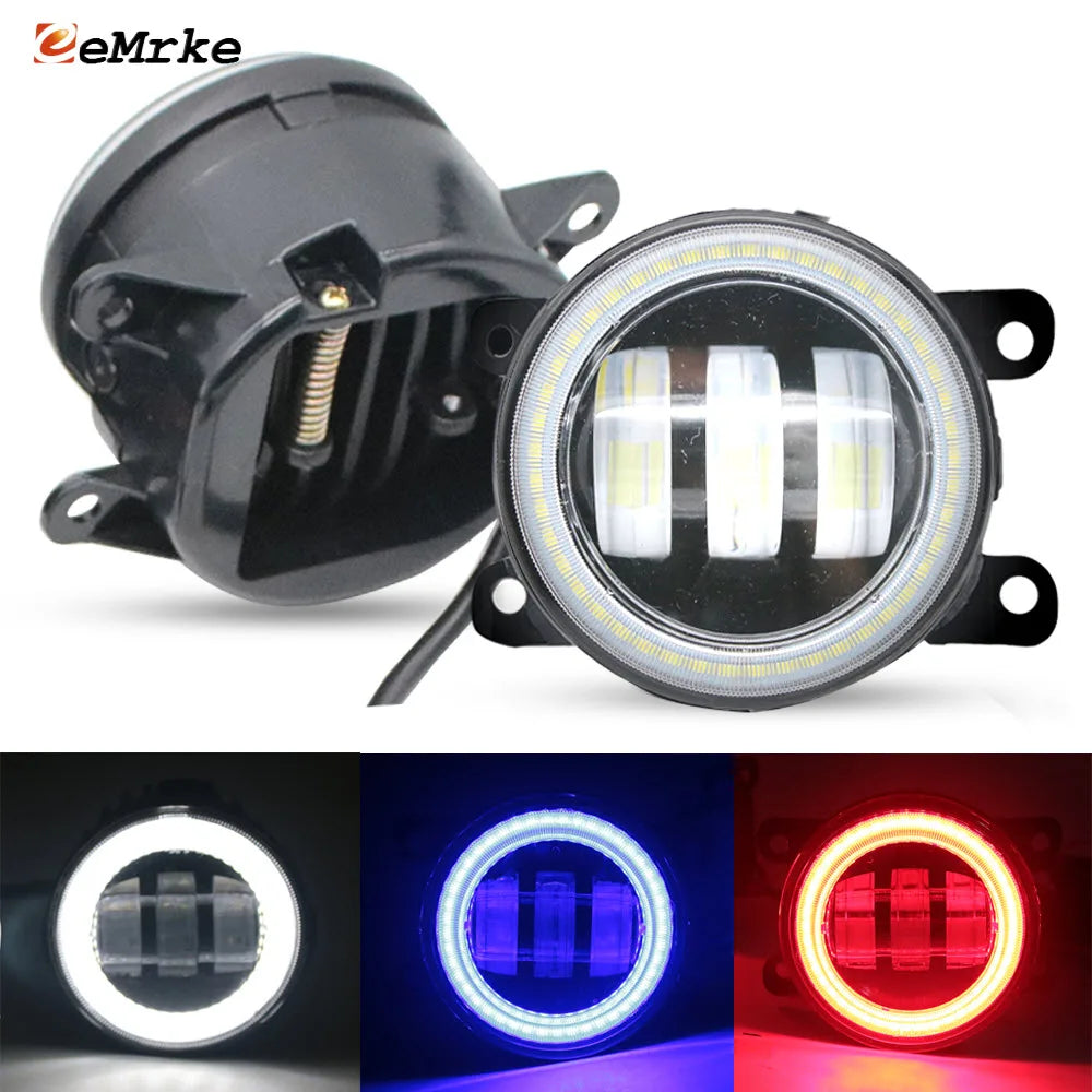 LED Fog Lights Assembly 40W for Peugeot 207 301, 407 Coupe 6C, Boxer Manager 290/295 15-22 Ion PTF Angel Eye Halo Clear Lens — view 1