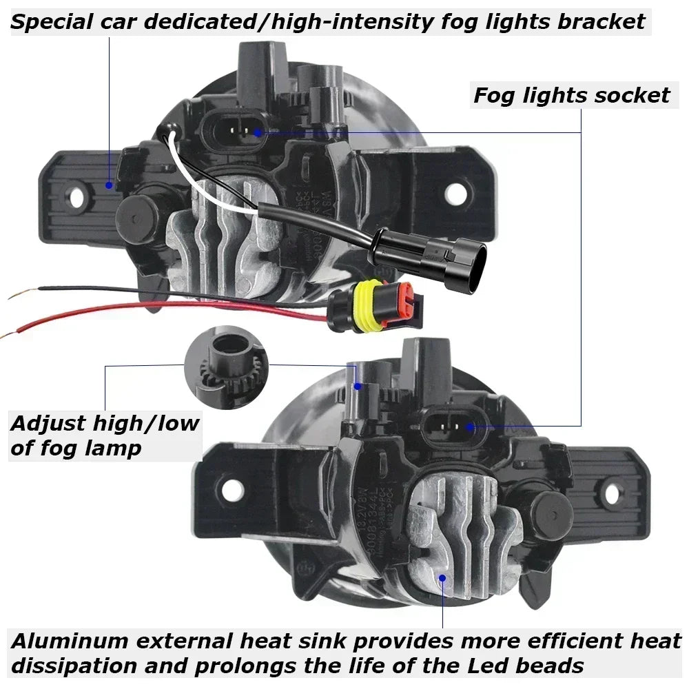 LED Fog Lights Assembly for Nissan Pulsar 5-Doors C13 VI 2014 2015 2016 2017 PTF with Clear Lens Angel Eye DRL Car Fog Lamp 30W — view 3