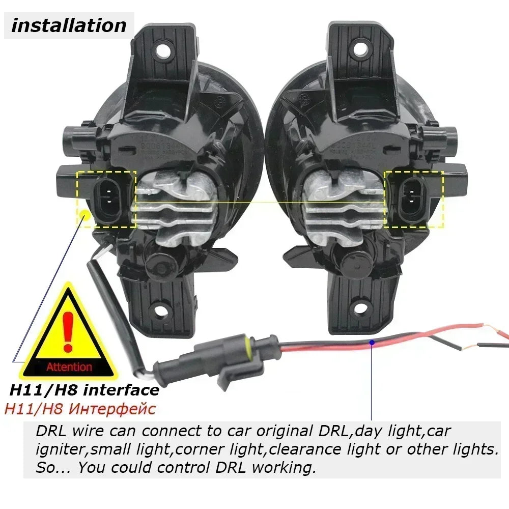 LED Fog Lights Assembly for Nissan Pulsar 5-Doors C13 VI 2014 2015 2016 2017 PTF with Clear Lens Angel Eye DRL Car Fog Lamp 30W — view 4