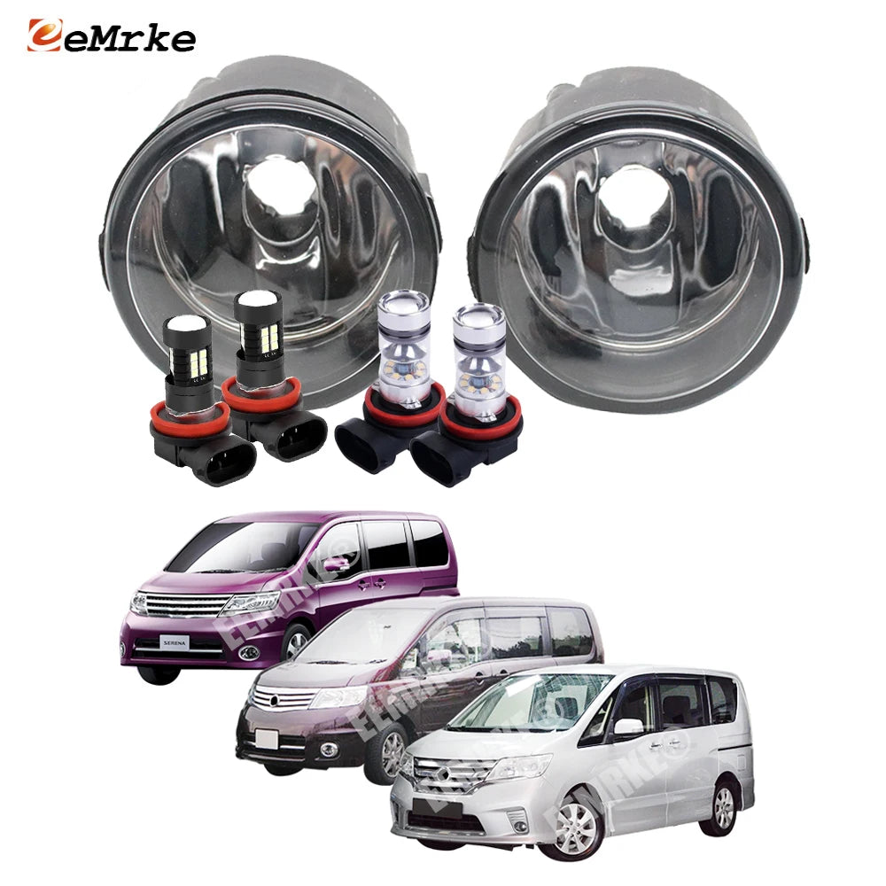 LED Fog Lights Assembly for Nissan Serena Highway Star 2005-2012 PTF DRL or Halogen Headlamp Daytime Running Light Accessory — view 1