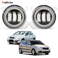 Led Fog Lights Assembly for Skoda Fabia I II Roomster 6Y 5J 2006 2007 2008 2009 Angel Eyes DRL Ring Daytime Running Lamp Car PTF — view 1