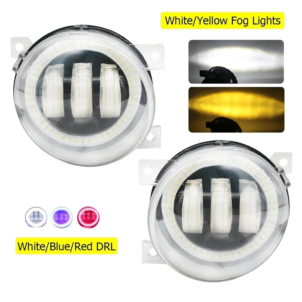 Led Fog Lights Assembly for Volkswagen EOS 1F 2006 2007 2008 2009 PTF Fog Lamp Lens Angel Eyes DRL Daytime Running Light Ring — view 2