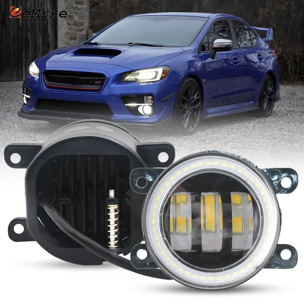 LED Fog Lights Assy 40W for Subaru WRX STi V10 / Levorg 2015 2016 2017 2018 2019 Lens 12V Daylight Headlight Angel Eye DRL — view 1