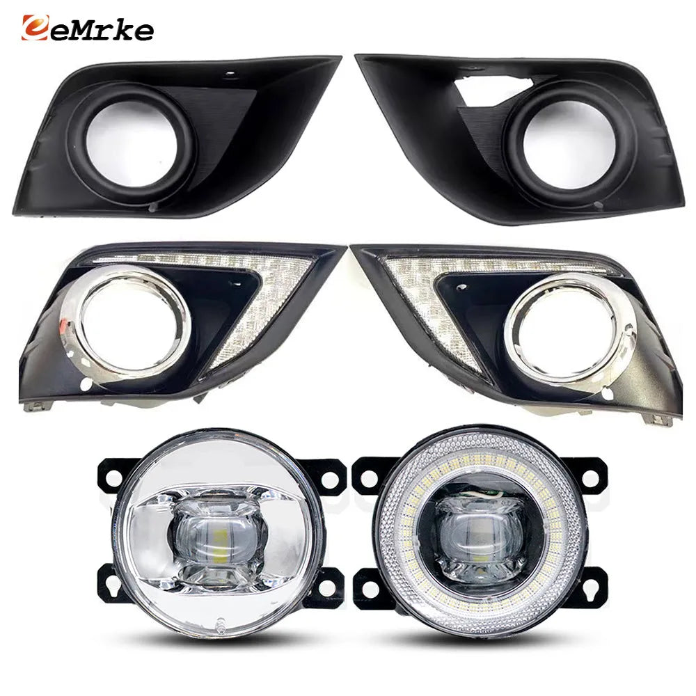 LED Fog Lights DRL For Mitsubishi Outlander Sport ASX RVR 2016 2017 2018 Angel Eye Fog Lamp Frame Cover Trim Cap Hood Lid Bezel — view 1
