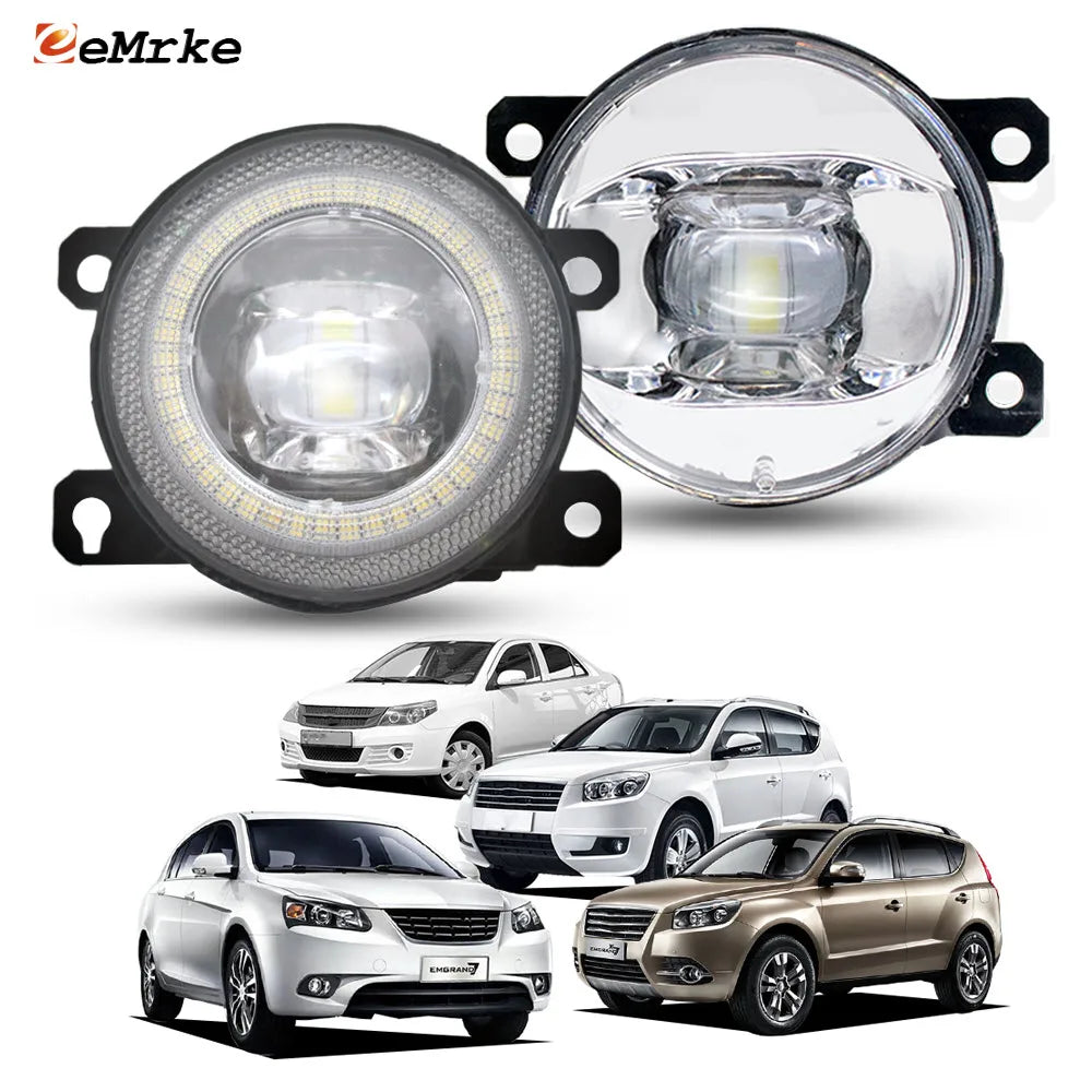 LED Fog Lights for Geely GC6 2015 16 EC7 RV '10-2017 Emgrand X7 2013-2018 Fog Driving Lamp Lens Add Angel Eye DRL Accessories — view 1