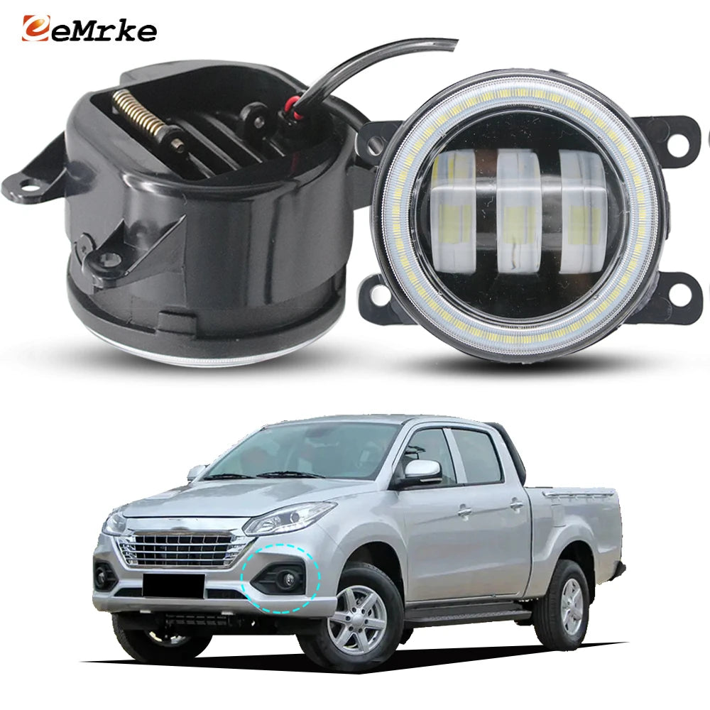LED Fog Lights for JMC Vigus LX Work 2021 2022 2023 2024 2025 Clear Lens 6400LM 12V Angel Eye DRL Daytime Running Head Lamp — view 1