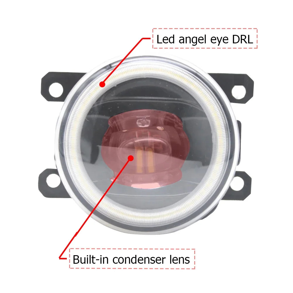 LED Fog Lights for Mitsubishi Outlander 2 / Outlander XL 2006-2018 Angel Eyes DRL Daytime Running Light PTF with Cut-Line Lens — view 2