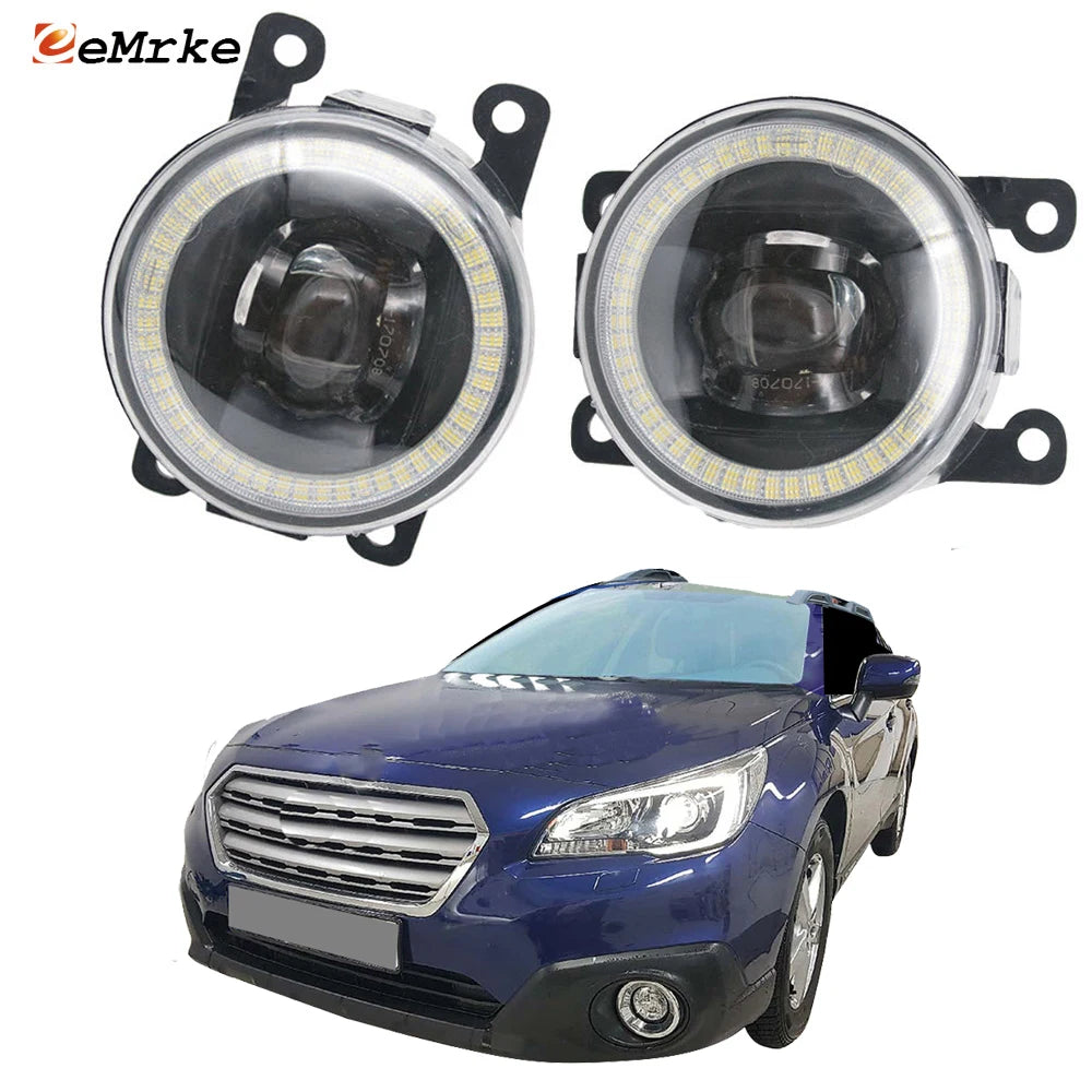 LED Fog Lights for Subaru Outback 2.5 3.6 AWD 2.0 D AWD BS 2015-2020 Led Angel Eye Daytime Running Light w/ Lens Fog Lamp DRL — view 1