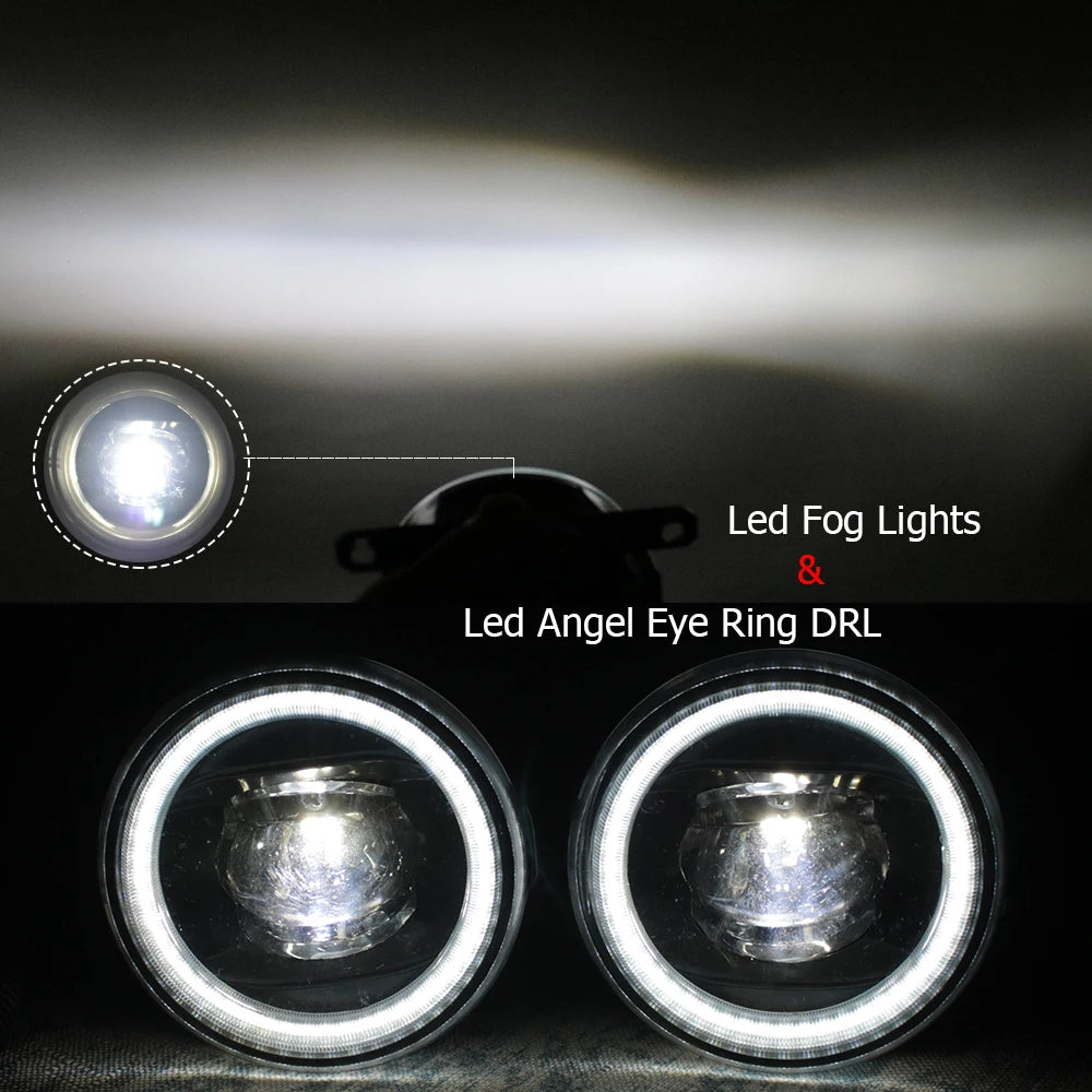 LED Fog Lights for Subaru Outback 2.5 3.6 AWD 2.0 D AWD BS 2015-2020 Led Angel Eye Daytime Running Light w/ Lens Fog Lamp DRL — view 6