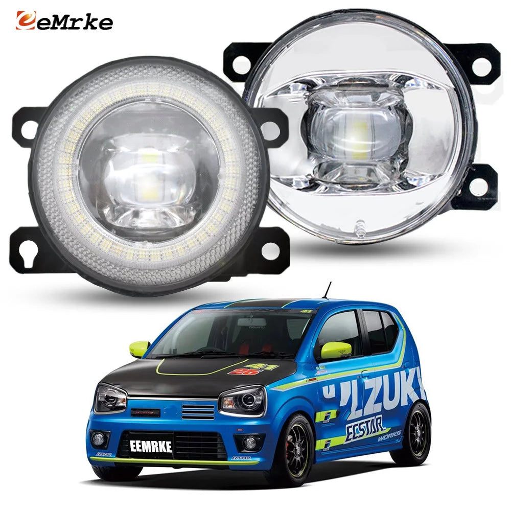 Led Fog Lights For Suzuki Alto Works / Alto Turbo RS 2015 2016 2017 2018 2019 2020 Angel Eye DRL Fog Driving Lamp Accessories — view 1