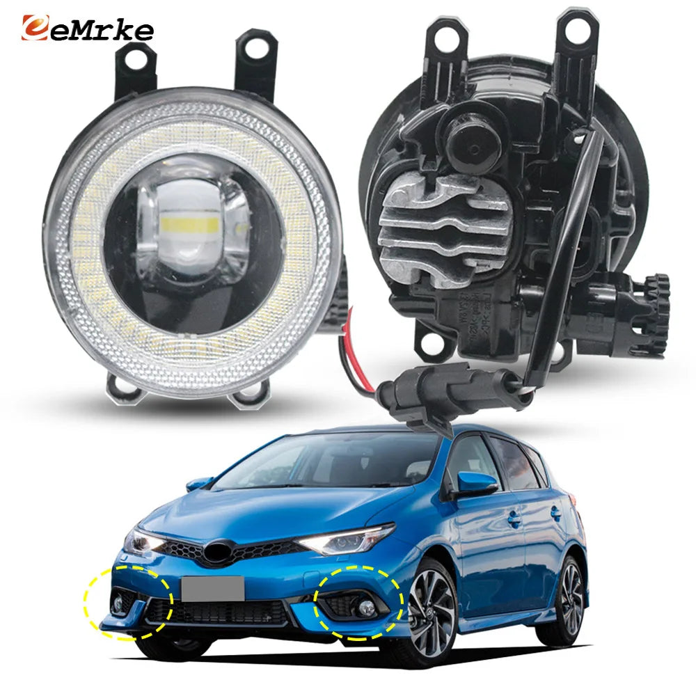 LED Fog Lights Head Lamp with Lens for Scion IM, Corolla iM, Corolla SX ZR, Auris RS 2015 2016 2017 2018 Angel Eye DRL Daylights — view 1
