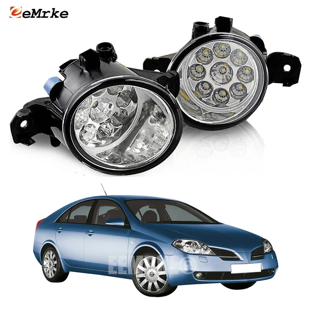 Led Fog Lights Headlight for Nissan Primera P12 2002-2008 9-LED Fog Lamp Assembly DRL Car PTF Daytime Running Light Accessories — view 1