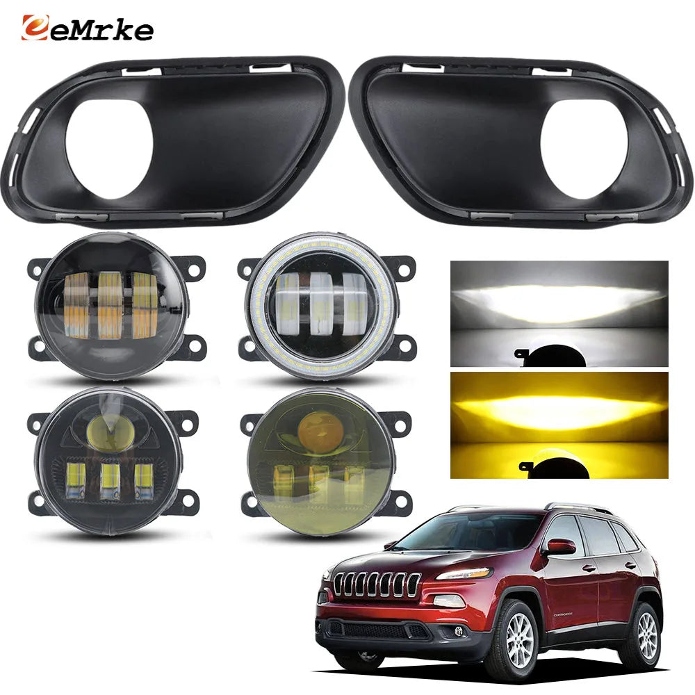 Led Fog Lights Lens 40W Or 50W Upgarde Angel Eye White/ Blue / Red DRL Halo For Jeep Cherokee KL MK V 2014 2015 2016 2017 2018 — view 1
